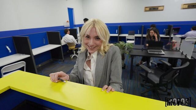 Sex at workplace with a long-legged blonde babe Lola Pearl