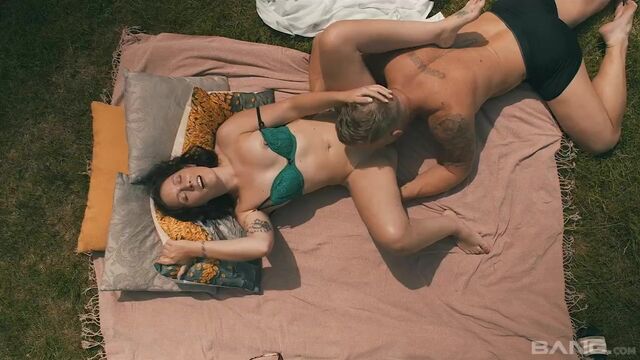 Beautiful brunette Belle OHara likes jumping on a pretty hard dong