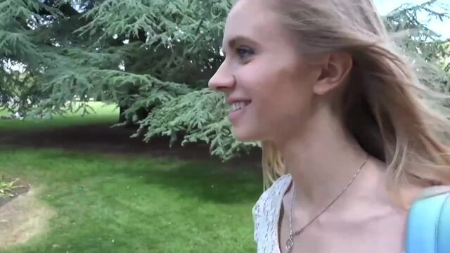 Cutie model Rachel James likes intensive outdoor sex and cum