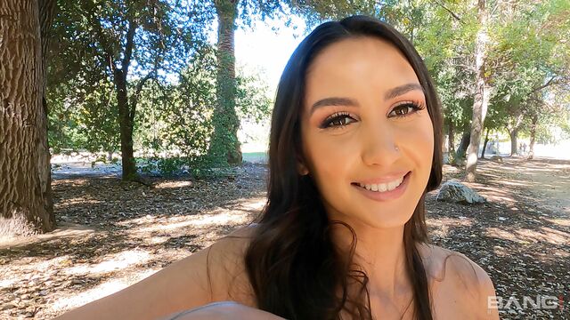 Fresh young brunette Natalia Nix likes hard sex on the bed