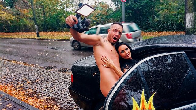 Car head and public screwing with brunette Sidney Dark