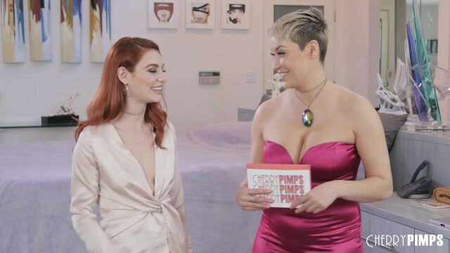 Sexy glamorous redhead model Lacy Lennon talks on the cam