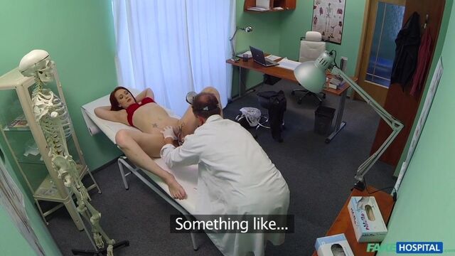 Fantastic redhead model with natural tits fucked by doctor's big dick