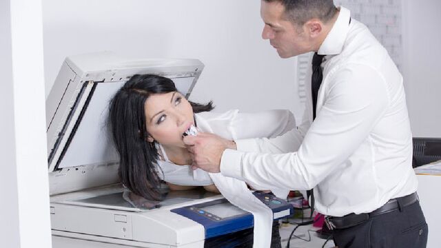 An awesome brunette Rina Ellis gets her mouth fucked by a big boner