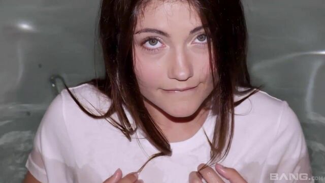 Nighttime sex action with a hot brunette beauty Adria Rae