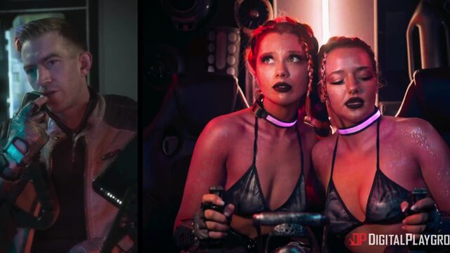 Stunning double head dildo porn action with Emily Woods and Ruby Sims