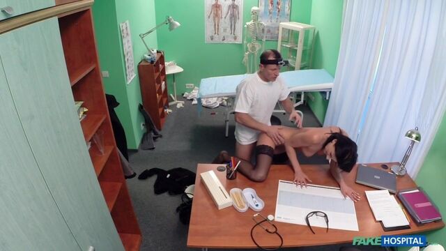 Celine Noiret exam-room fuck after she peels out of the black dress