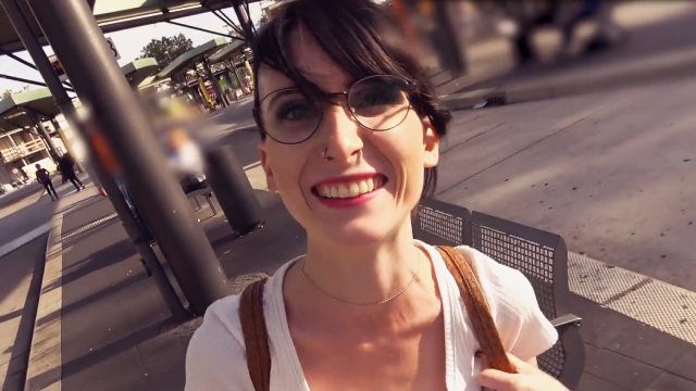 Lou Nesbit Undercut Glasses Brunette Walks City Stairs After Dating App Match