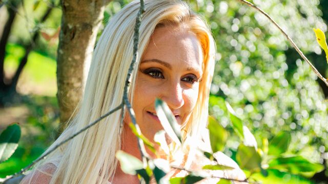 Awesome sex in the forest with a hot blonde model Alexis Malone