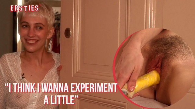 A natural-titted blonde gets creative and finds new ways to make herself cum