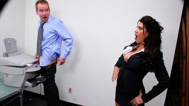 Fake-boobed hot MILF with big bottom Leena Sky nailed in the office