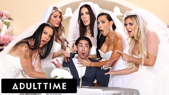 Cheating Brides Share and Swap Cum From One Wedding Planner in an Interracial Femdom Orgy