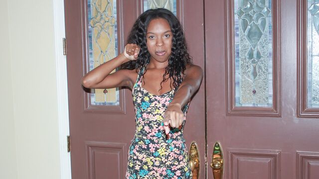 White boy is getting a good blowjob from a hot Armani Monae