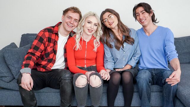 Gorgeous foursome sex session with Mae Milano and Britt Blair