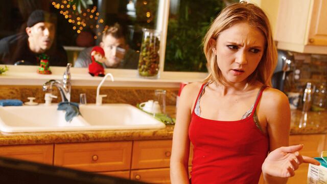 Miniature young blonde Dakota Skye screwed by two big cocks