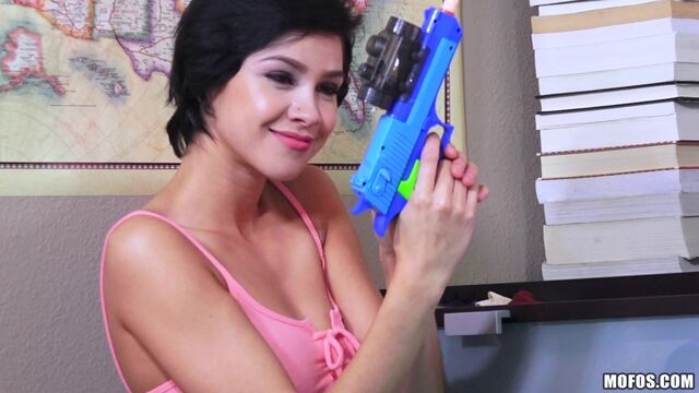 Sex-loving doll teen Cadey Mercury looks good in the doggy style