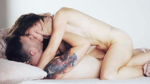 Beautiful curly brunette Emylia Argan drilled in the bedroom