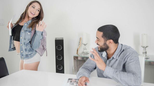 Passionate brunette model with round bottom fucked by big black cock