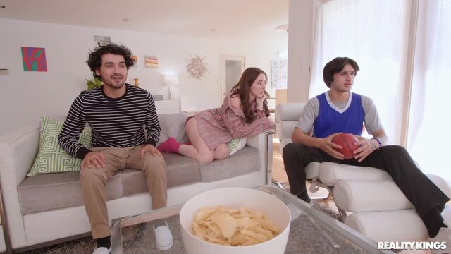 Spicy brunette babe Charly Summer gets pleasure in the bedroom