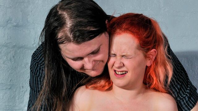 Long-haired master stimulates Tiny's wet pussy with a toy