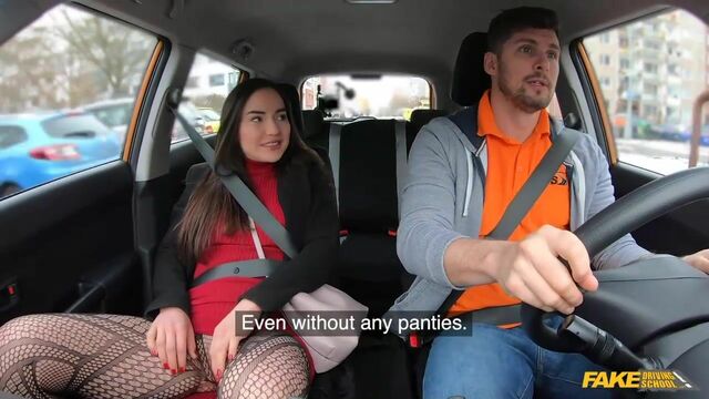 Sex in the van with a big-boobed brunette beauty Nataly Gold