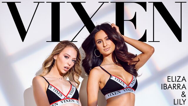 Slender models Eliza Ibarra and Lily Larimar VS massive dick